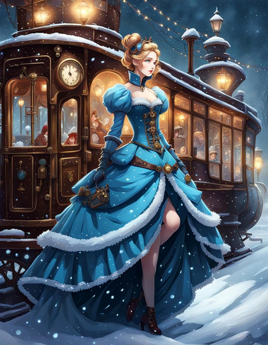 Steampunk Cinderella in Winter Wonderland