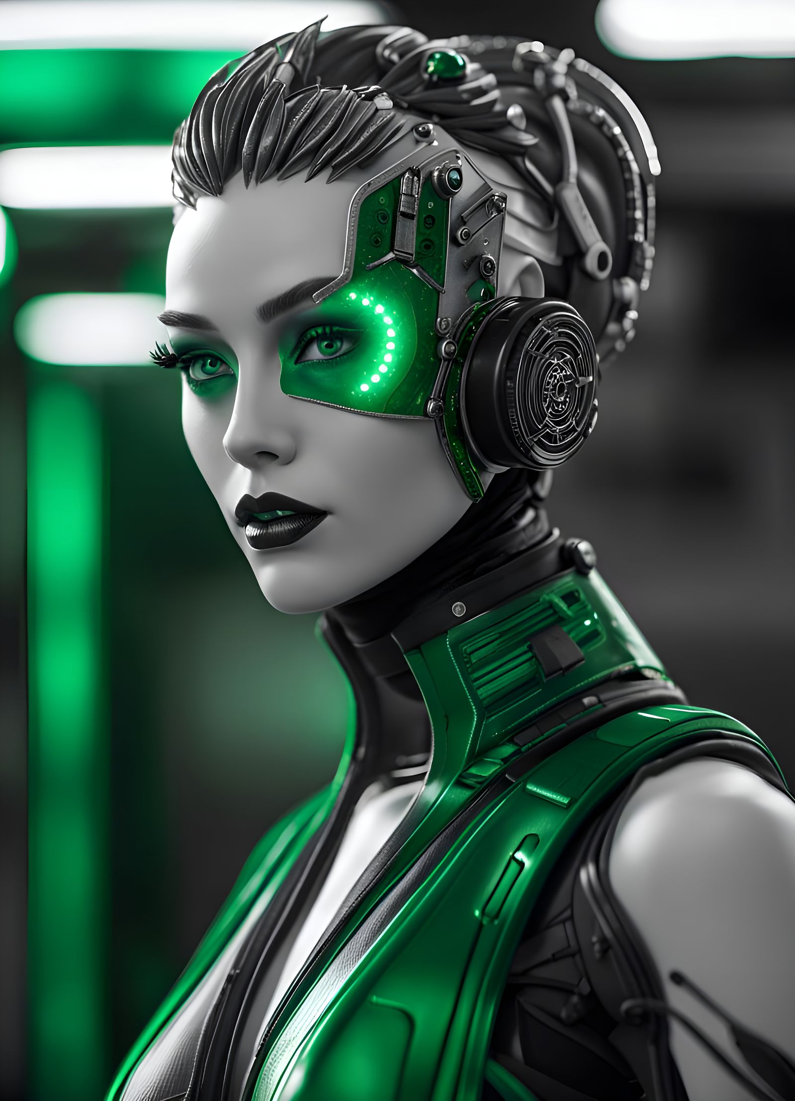 Cyberpunk Mannequin in High-Definition B&W Photography