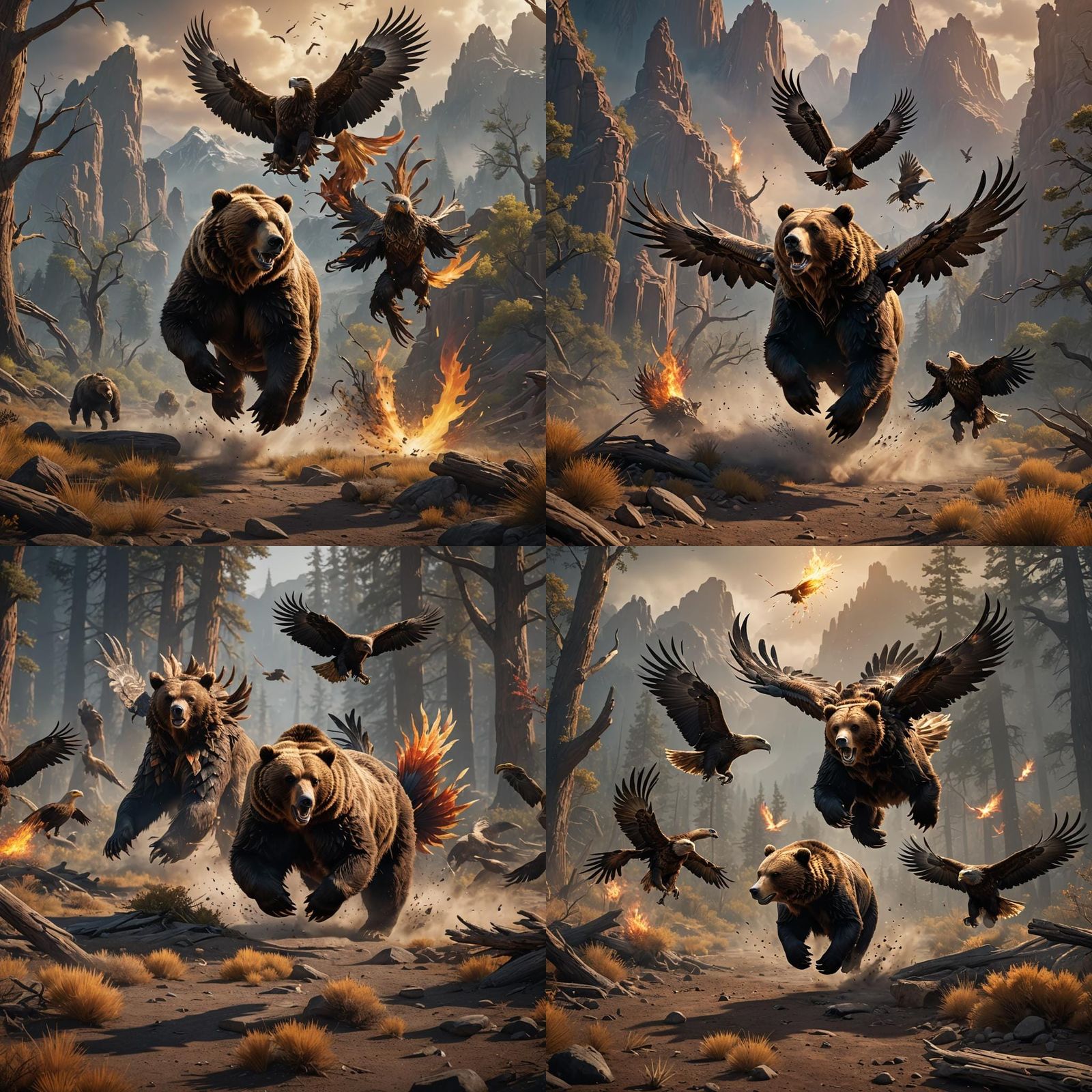 Grizzly Bear's Flight from a Phoenix Eagle