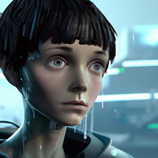 Futuristic Nurse with Bob Haircut in Cronenberg Style