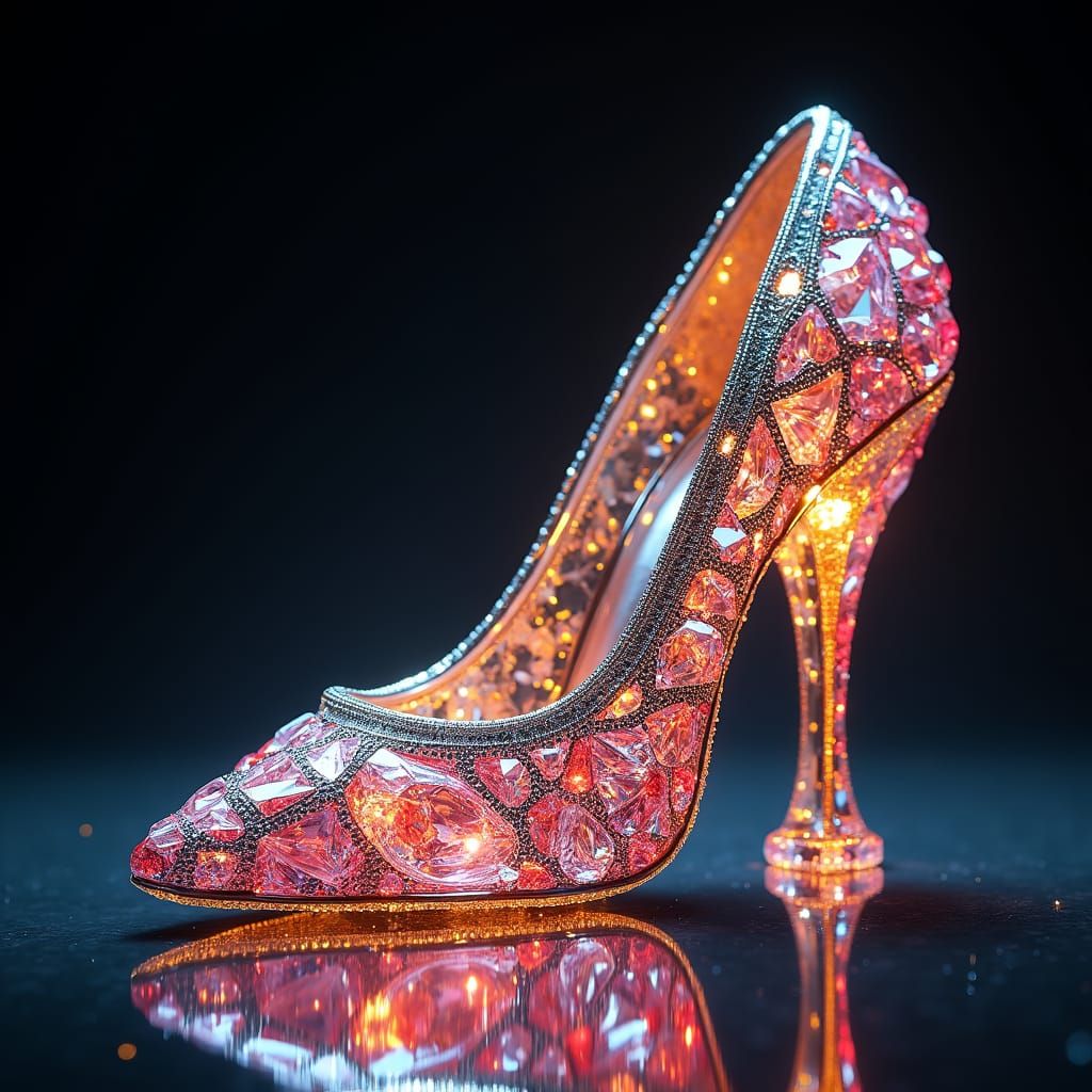 Diamond Stained Glass High Heel Shoe in 3D