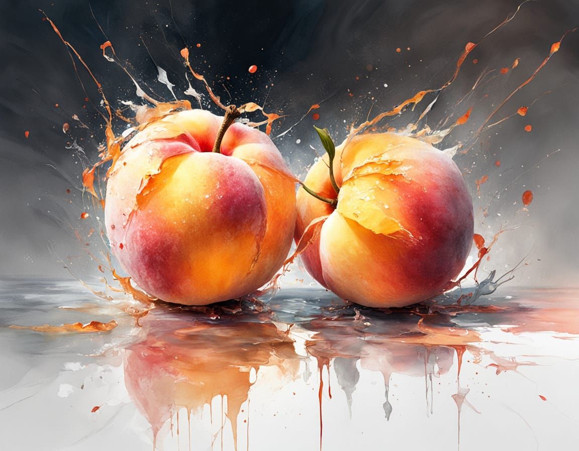 Hyperdetailed Peach Fruit in Dramatic Light