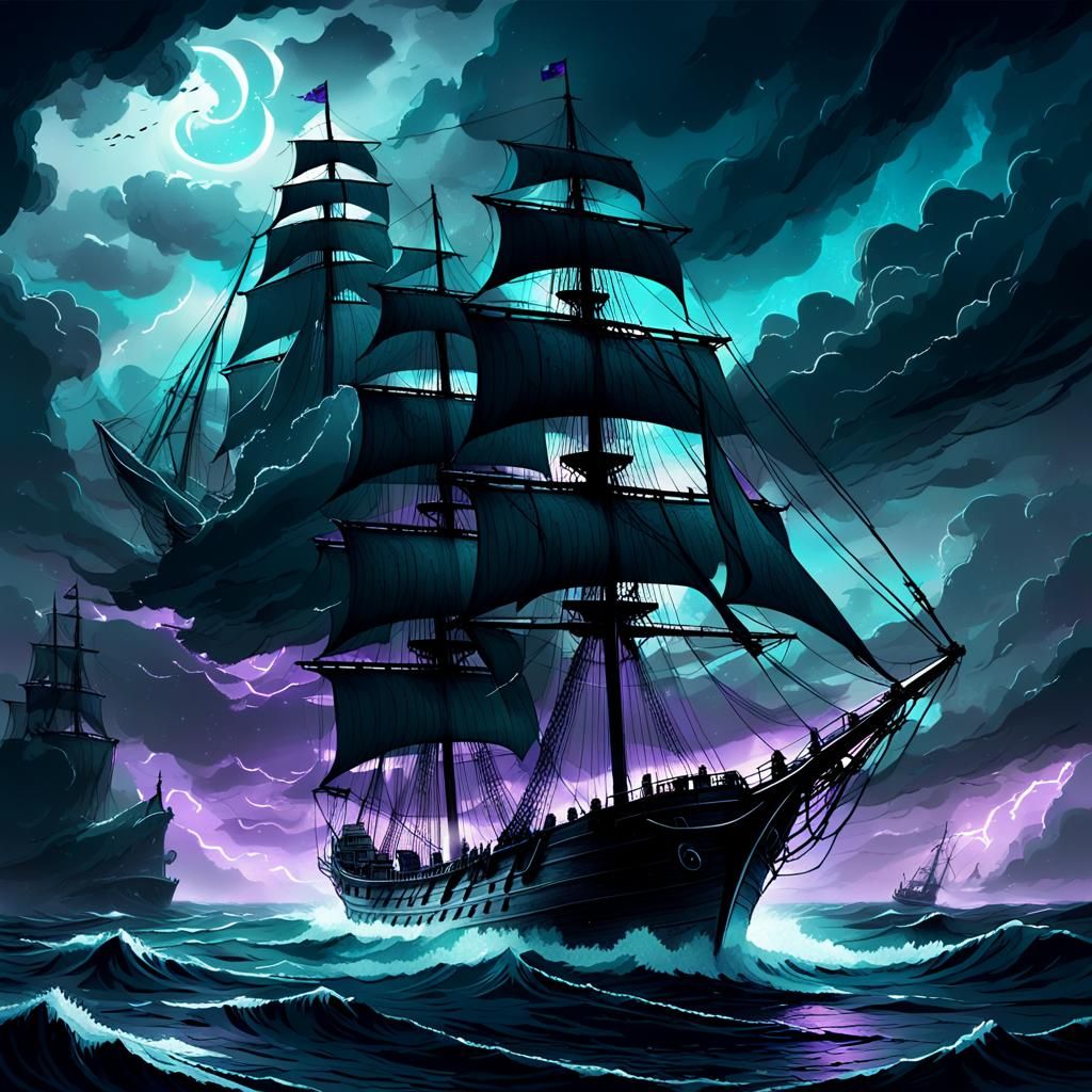 Eerie Bioluminescent Sea Sirens Lurking Near Ghost Ship