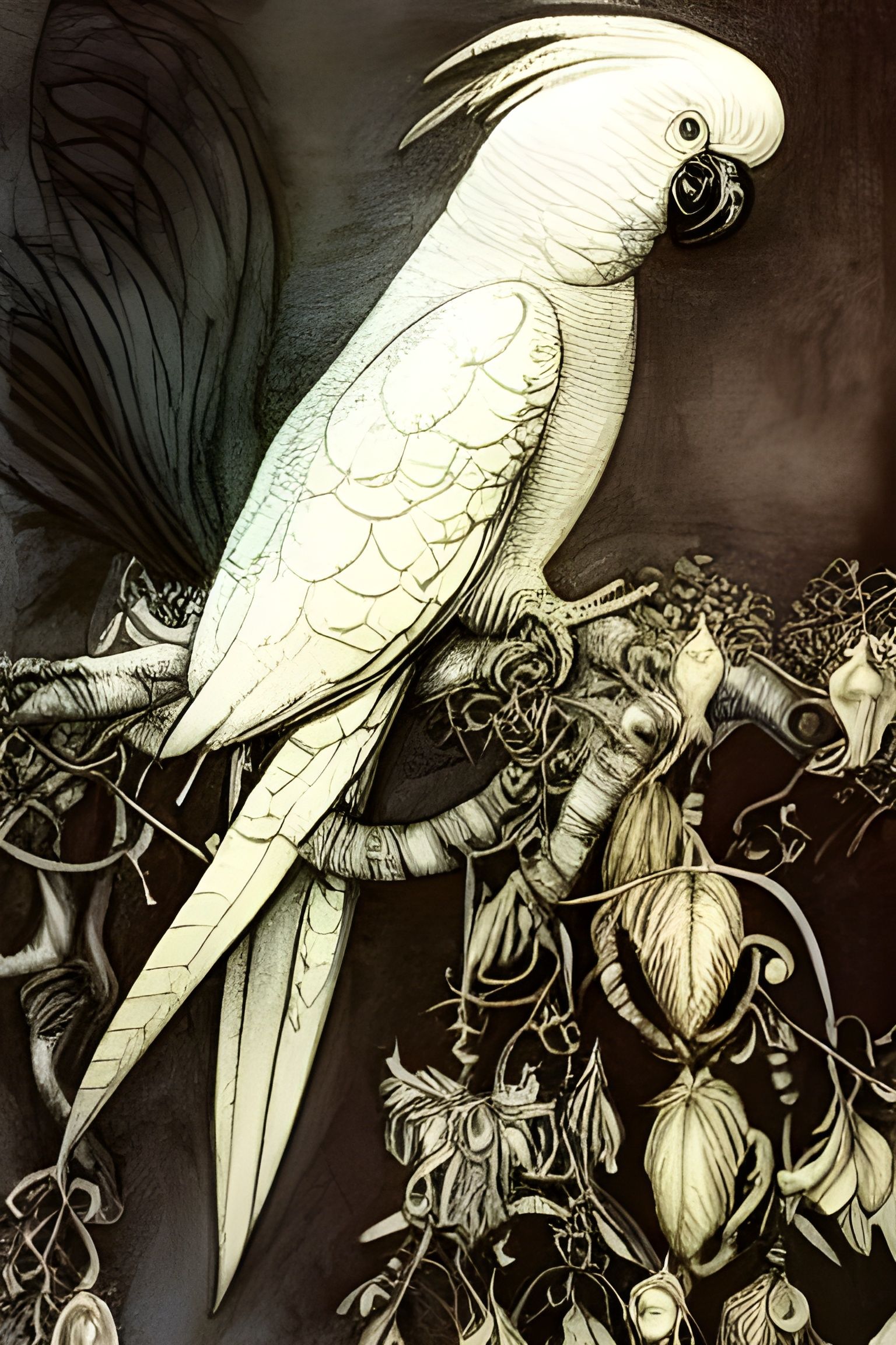 Regal Humanoid Cockatoo Portrait in Rococo Style