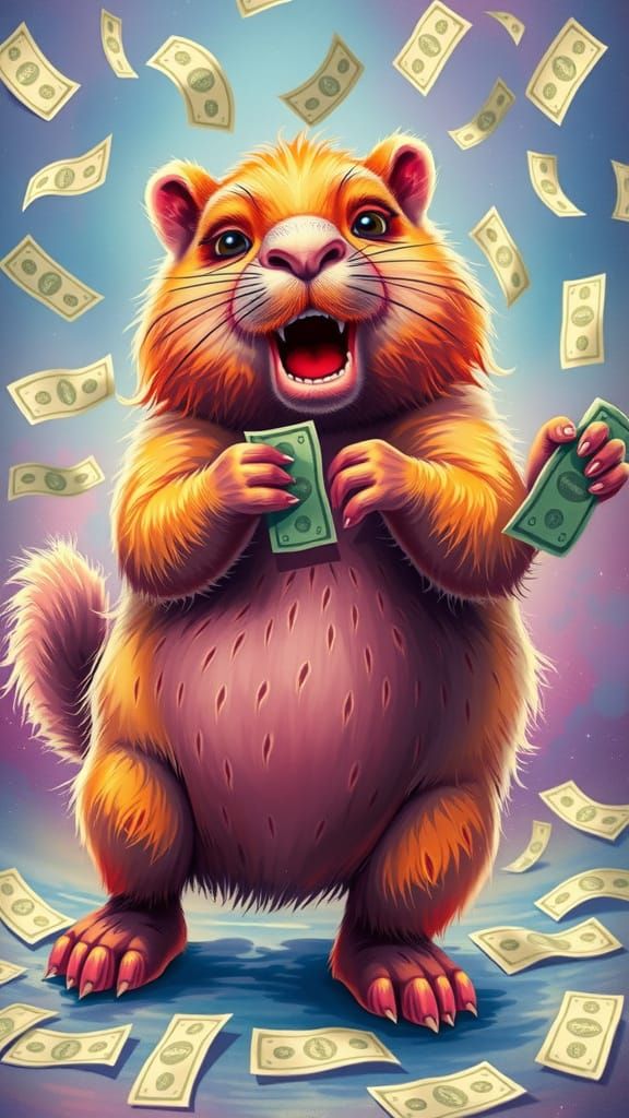 Vibrant Capybara Dancer in a Retro Art Style