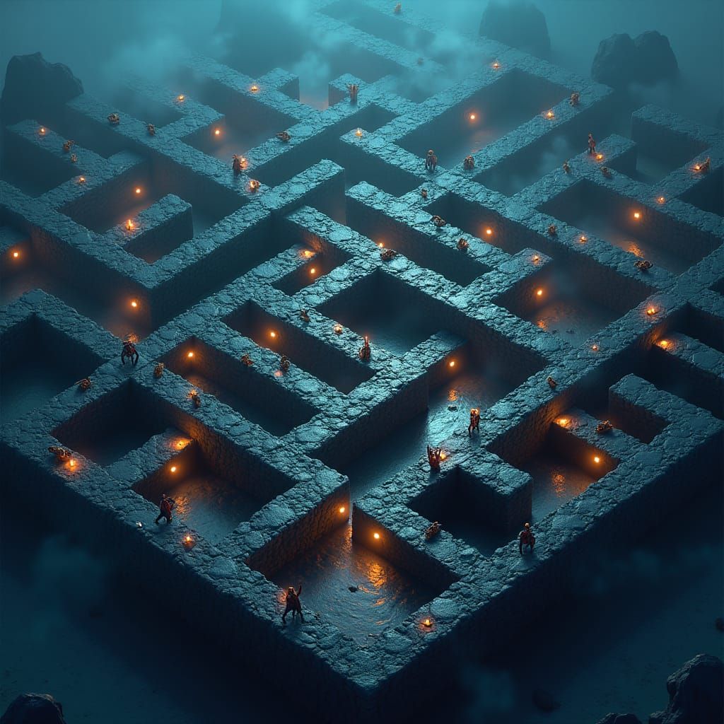 Isometric Pixel Maze with Enemies in 8K