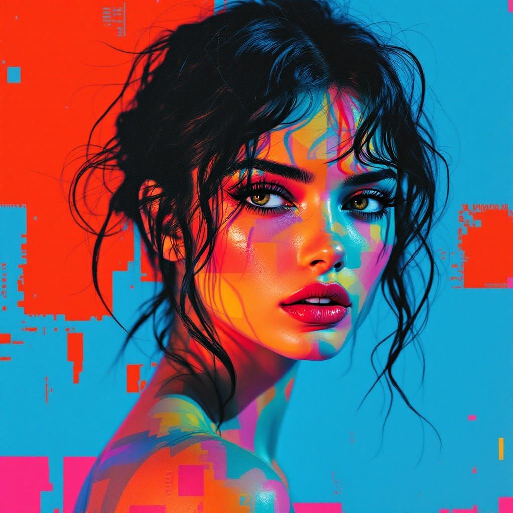 Vibrant Fashion Photo with Color Overlay and Texture