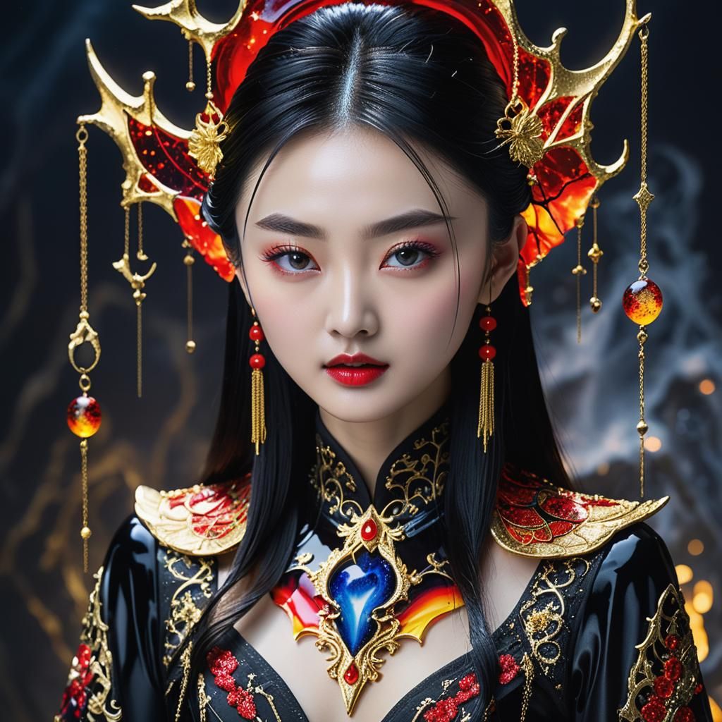 Jing Tian as Lady Vampire: Hyperrealistic Digital Art