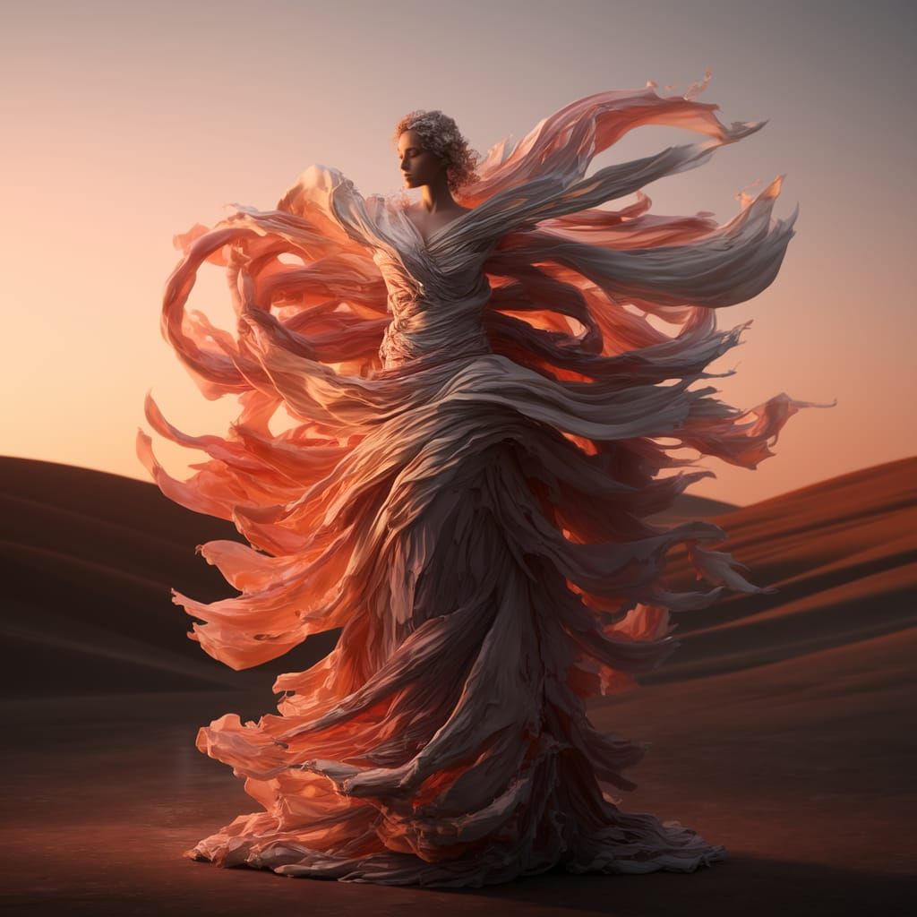 Figure Wrapped in Vibrant Tapestry