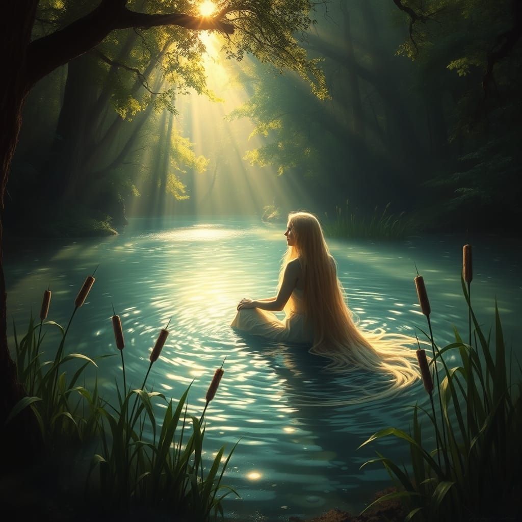 Lady of the Lake in Mystical Forest