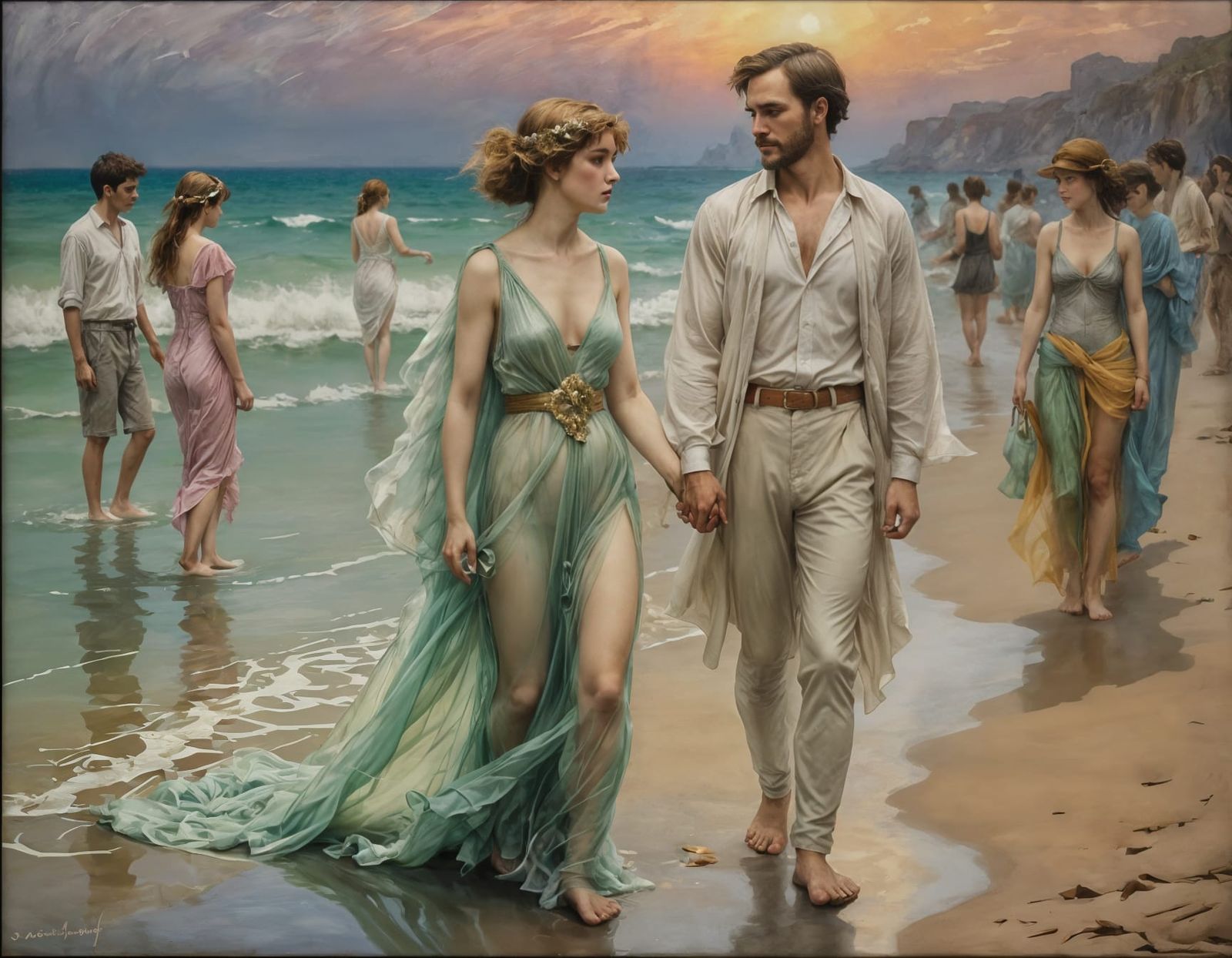 Ethereal Beach Party Portrait in Translucent Colors