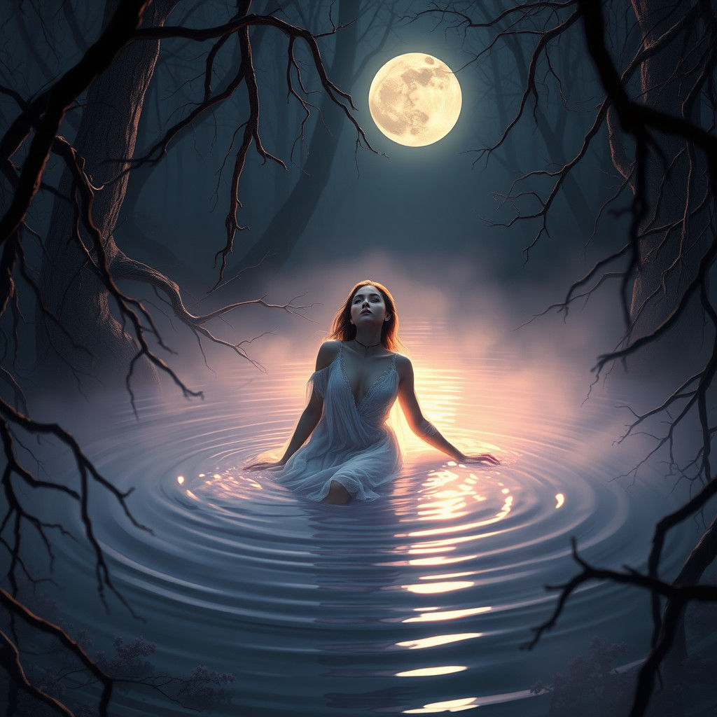 Ethereal Lady of the Lake in Dark Fantasy Style