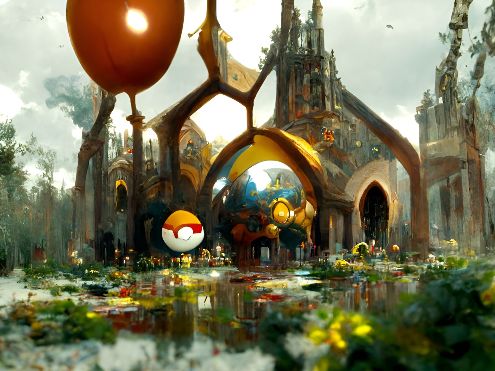 Pokemon Cathedral at Noon, Elaborate Digital Art