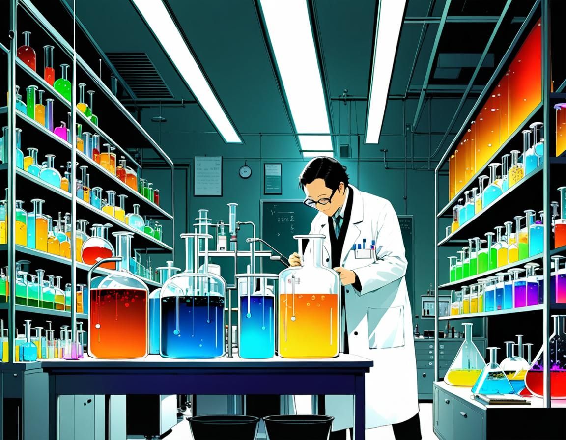 Chemist in Laboratory: Digital Illustration