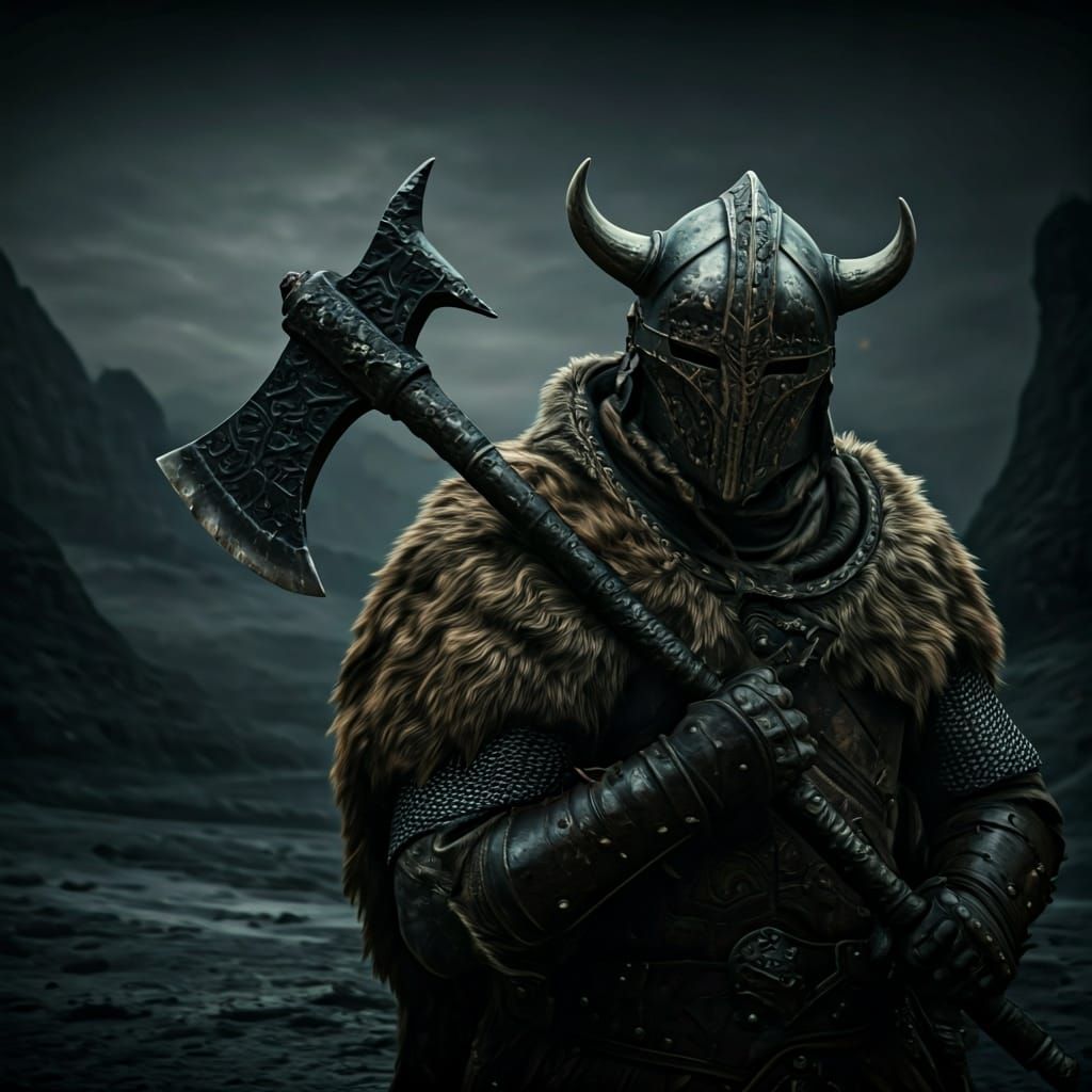 Obsidian battleaxe, oxhide armor