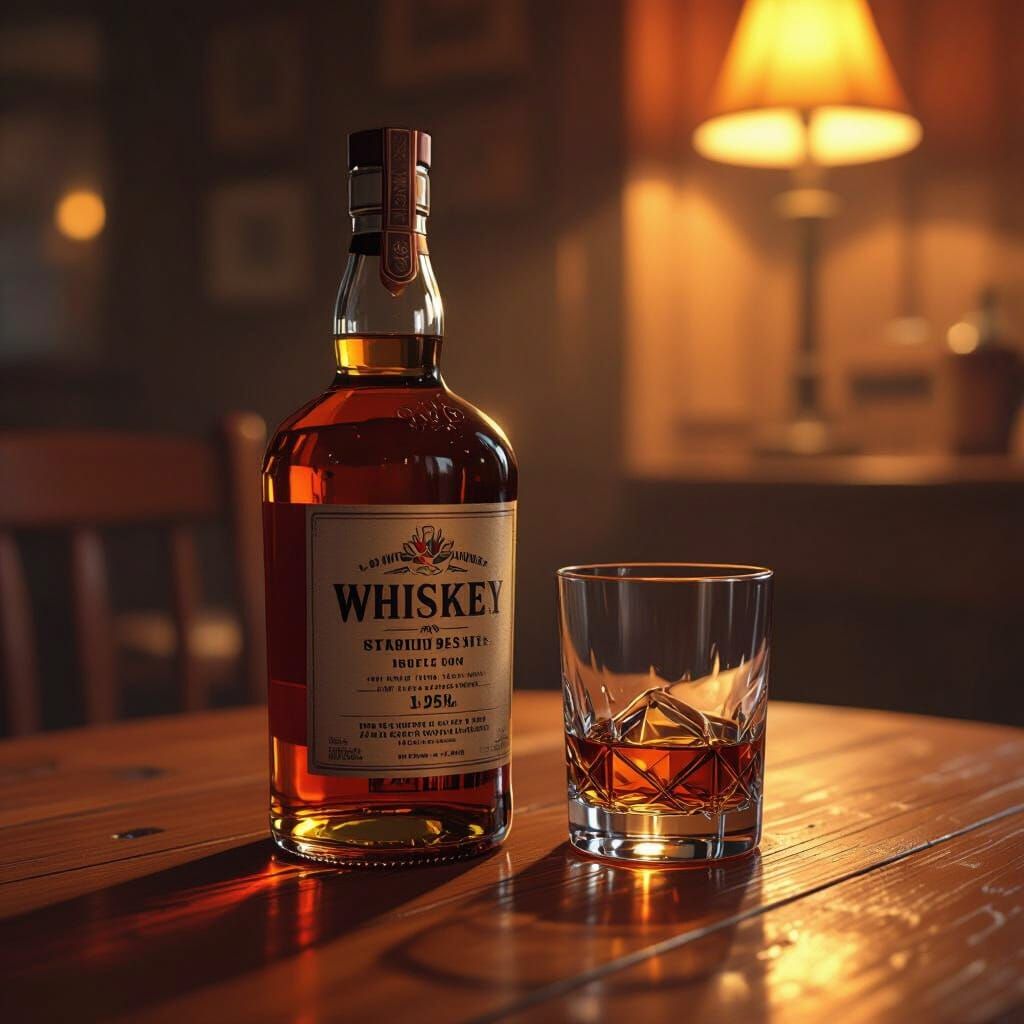 Whiskey Still Life in Digital Art Style