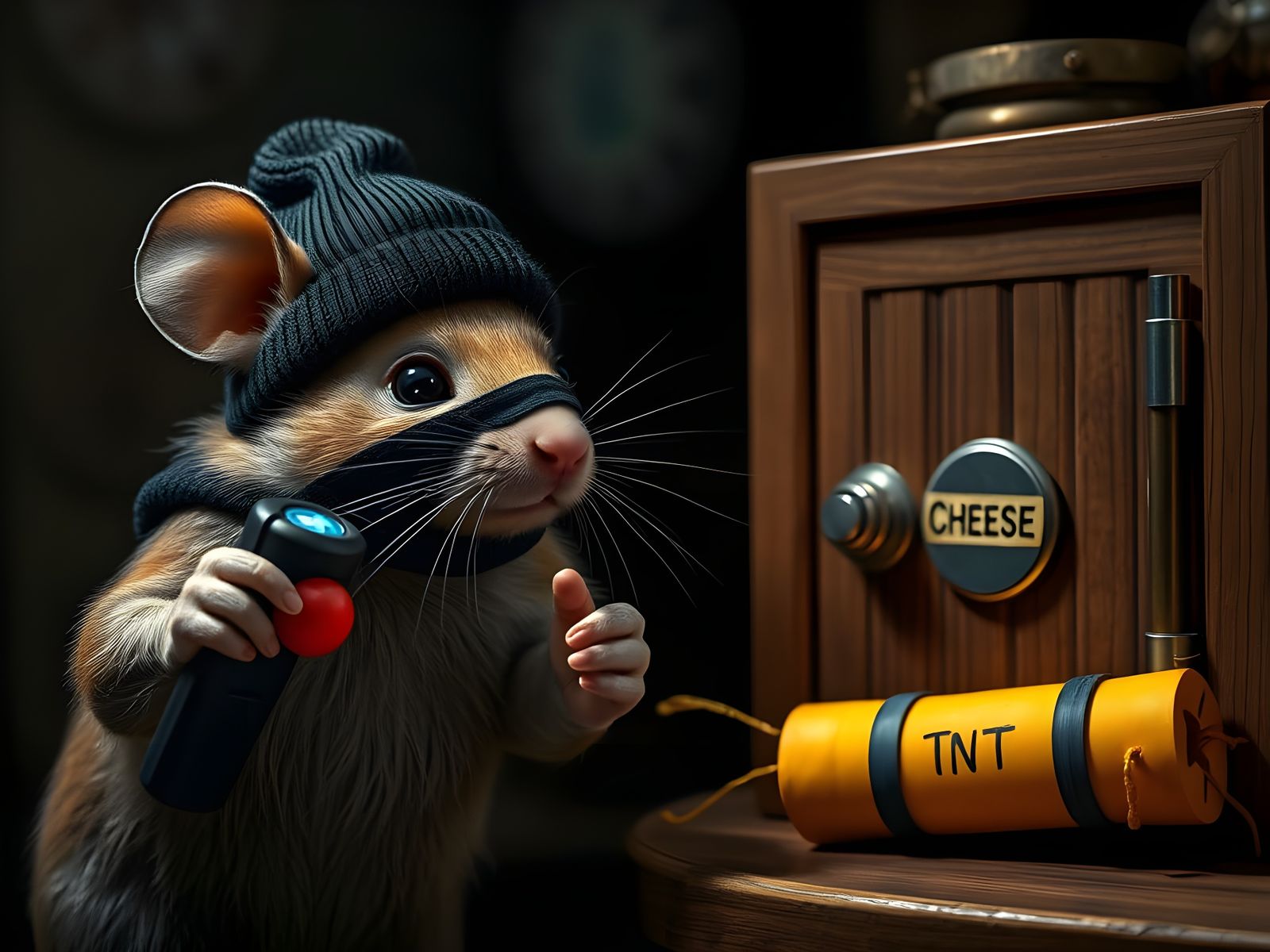 Hyperrealistic Mouse Burglar Targets Cheese Safe
