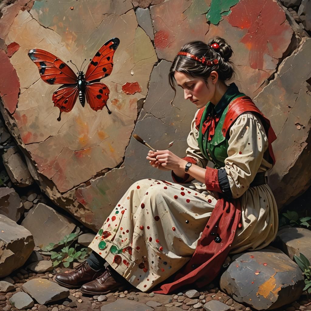 Ladybug Artist Painting a Masterpiece, Hyperrealistic