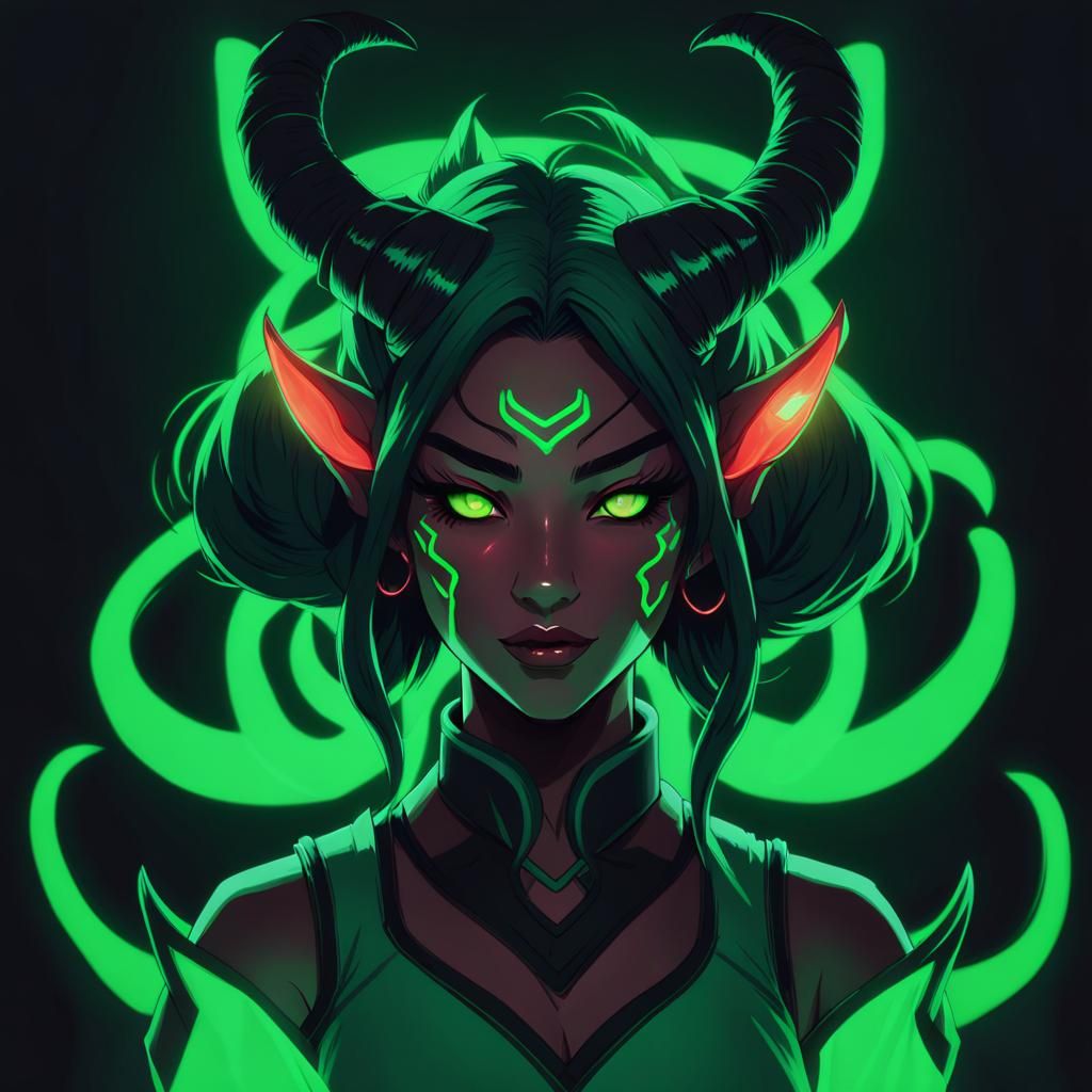 Neon Demon Anime Girl in Loish Art Style