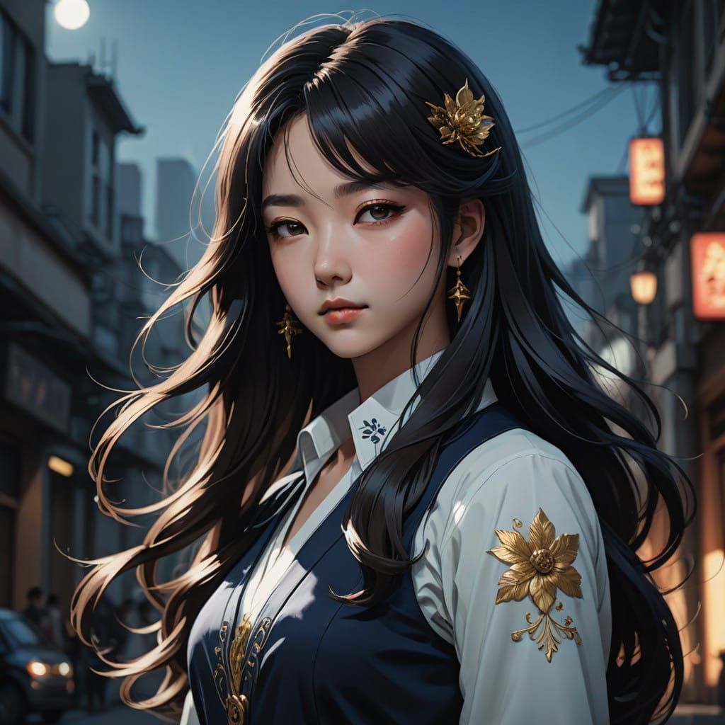 Elegant Lady in a Soft Gradient Background