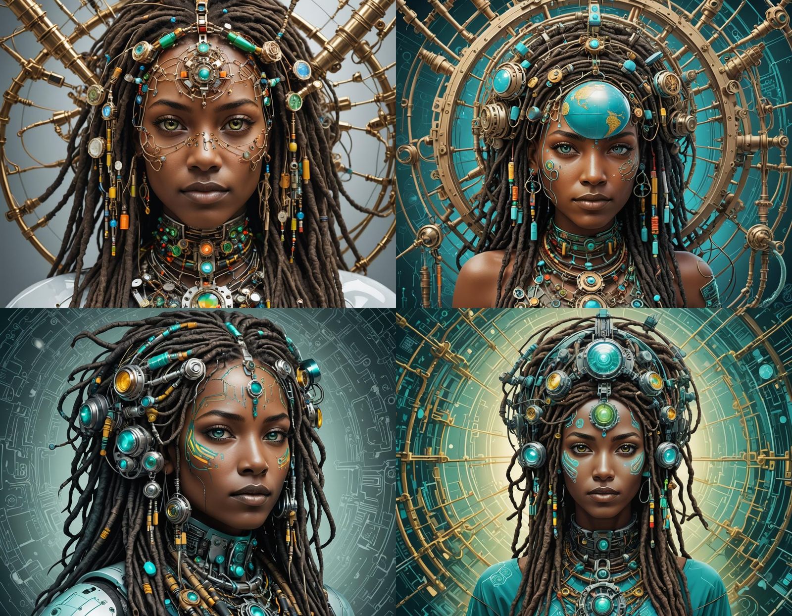 Biomechanical Surrealism: Cybernetic Woman in Dreamlike Sett...