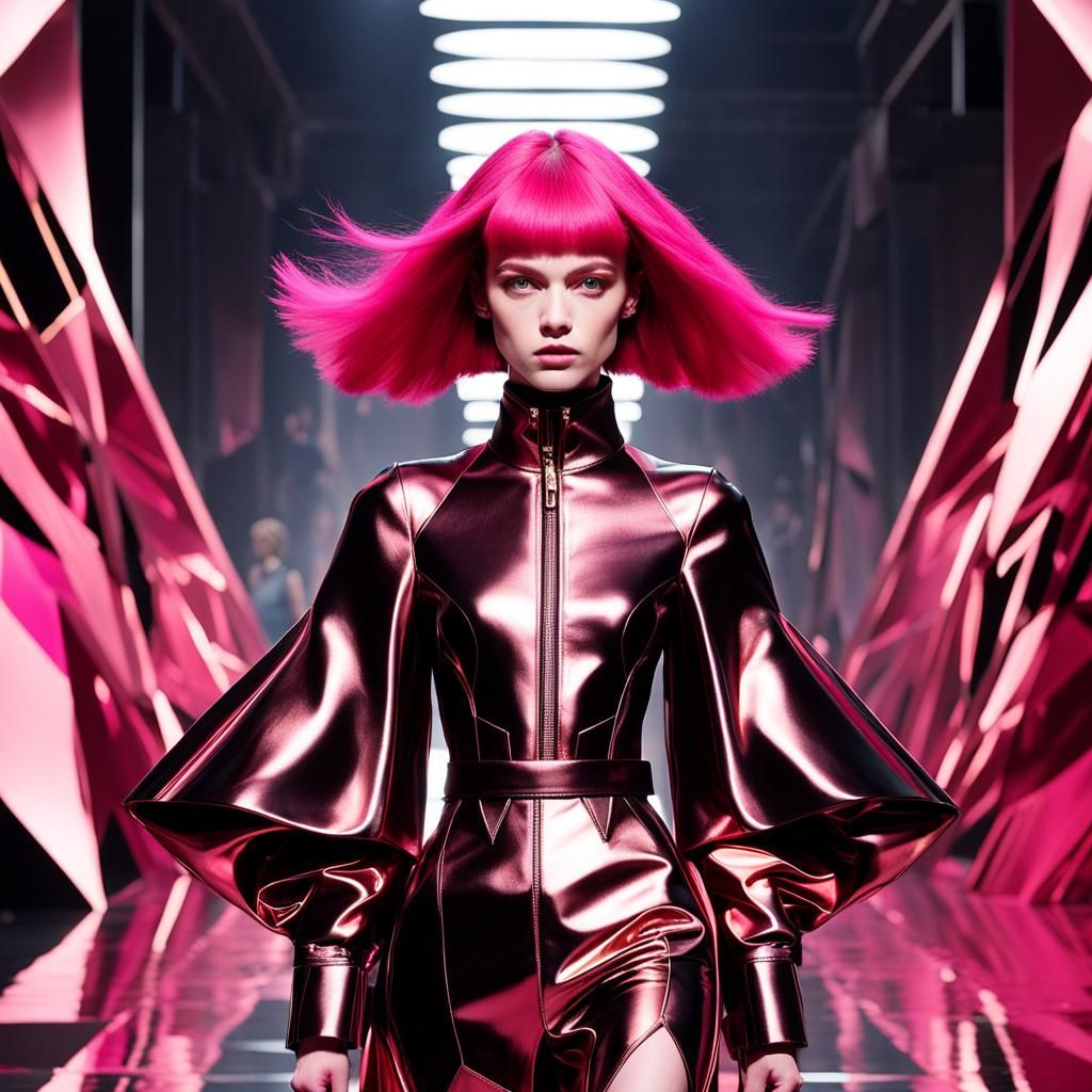 Futuristic Avant-Garde Surrealist Fashion in Fuchsia