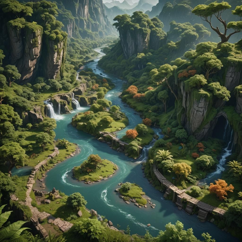 Lush River Landscape in Detailed Digital Painting