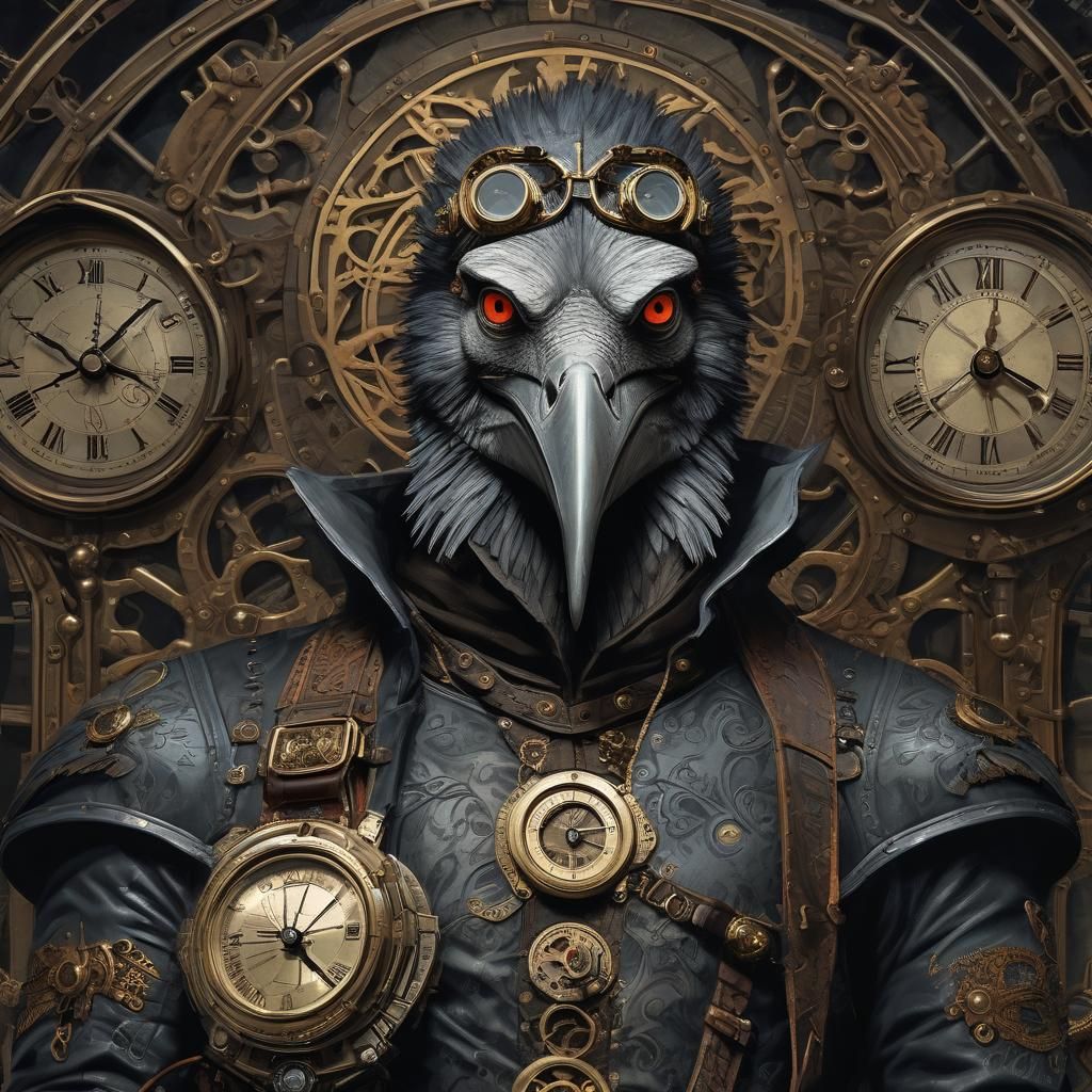 Steampunk Shoebill Space Cowboy in Gothic Sci-Fi