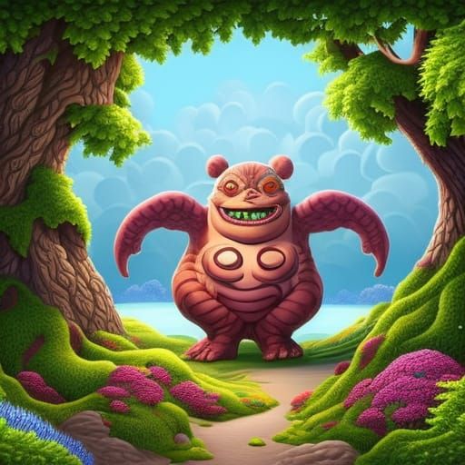 Adorable Baby Monster Portrait in Detailed Matte Style