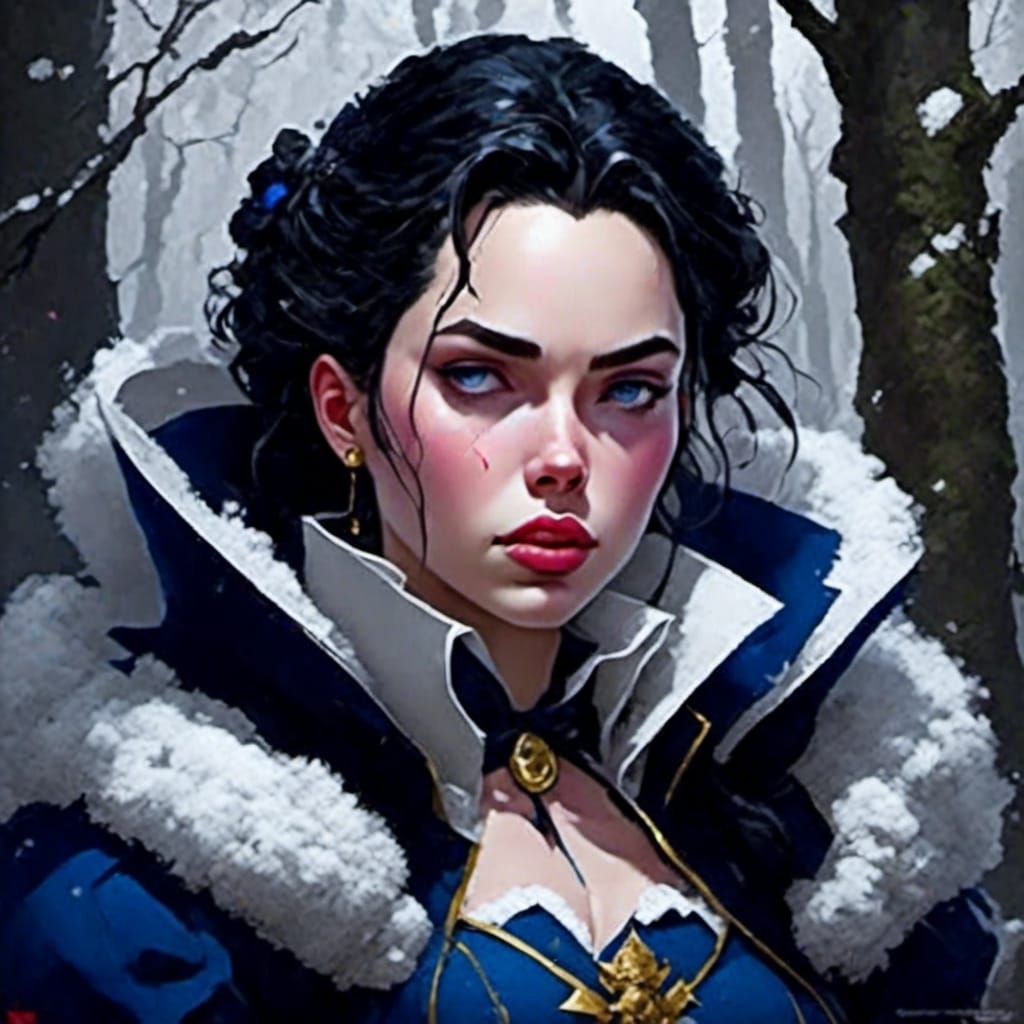 Snow White in Forest, Fantasy Art Style
