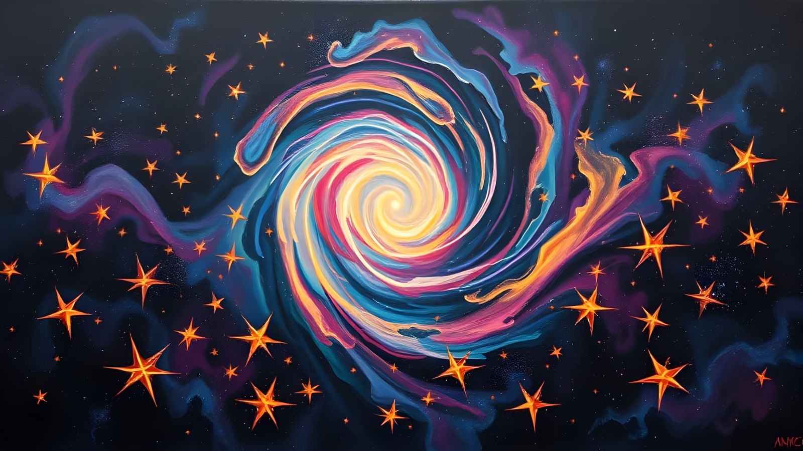 Cosmic Dreamscapes in Vibrant Oil Painting