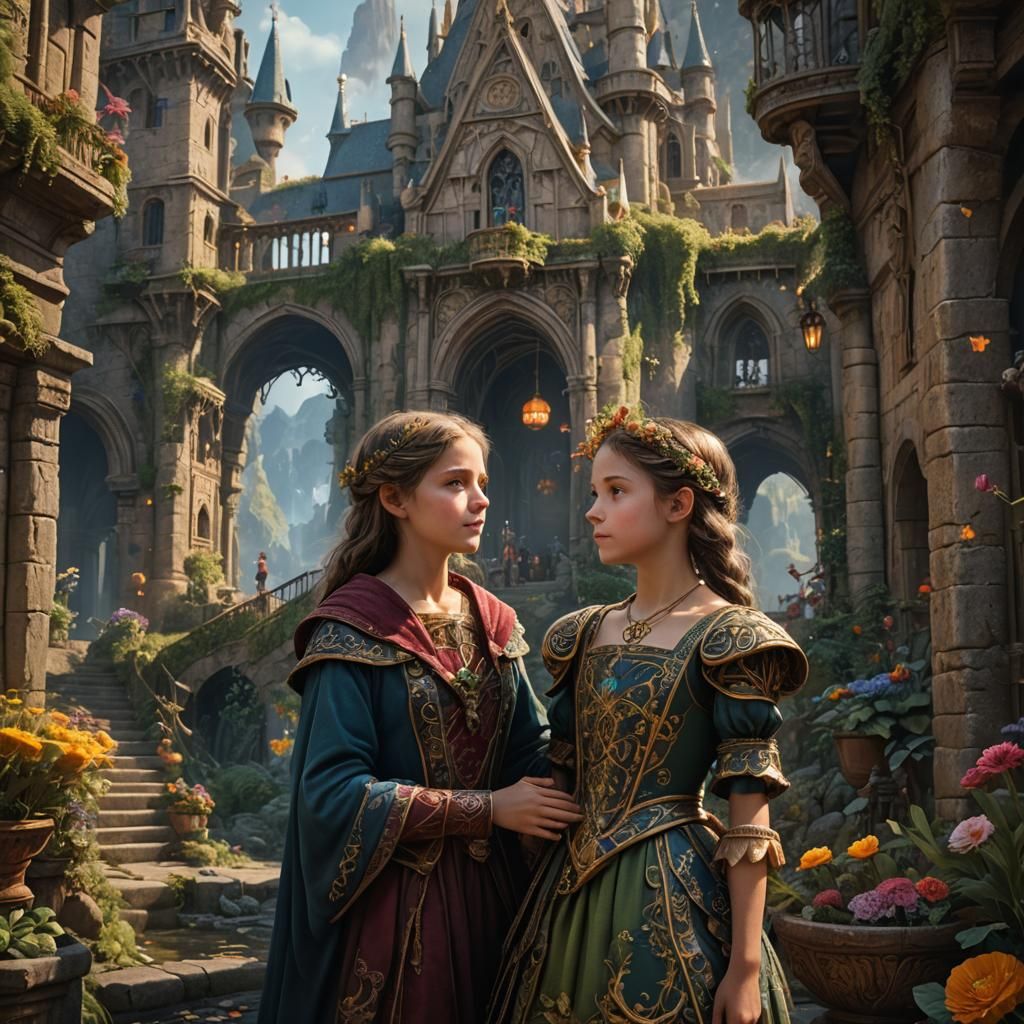 Dreamlike Companions in a Photorealistic Fantasy Landscape