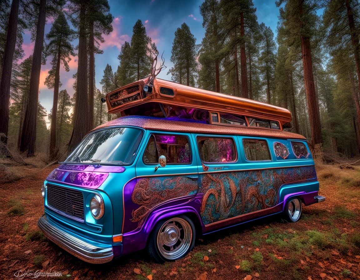 Custom 1973 Dodge Van Hotrod with Dragon Skeleton