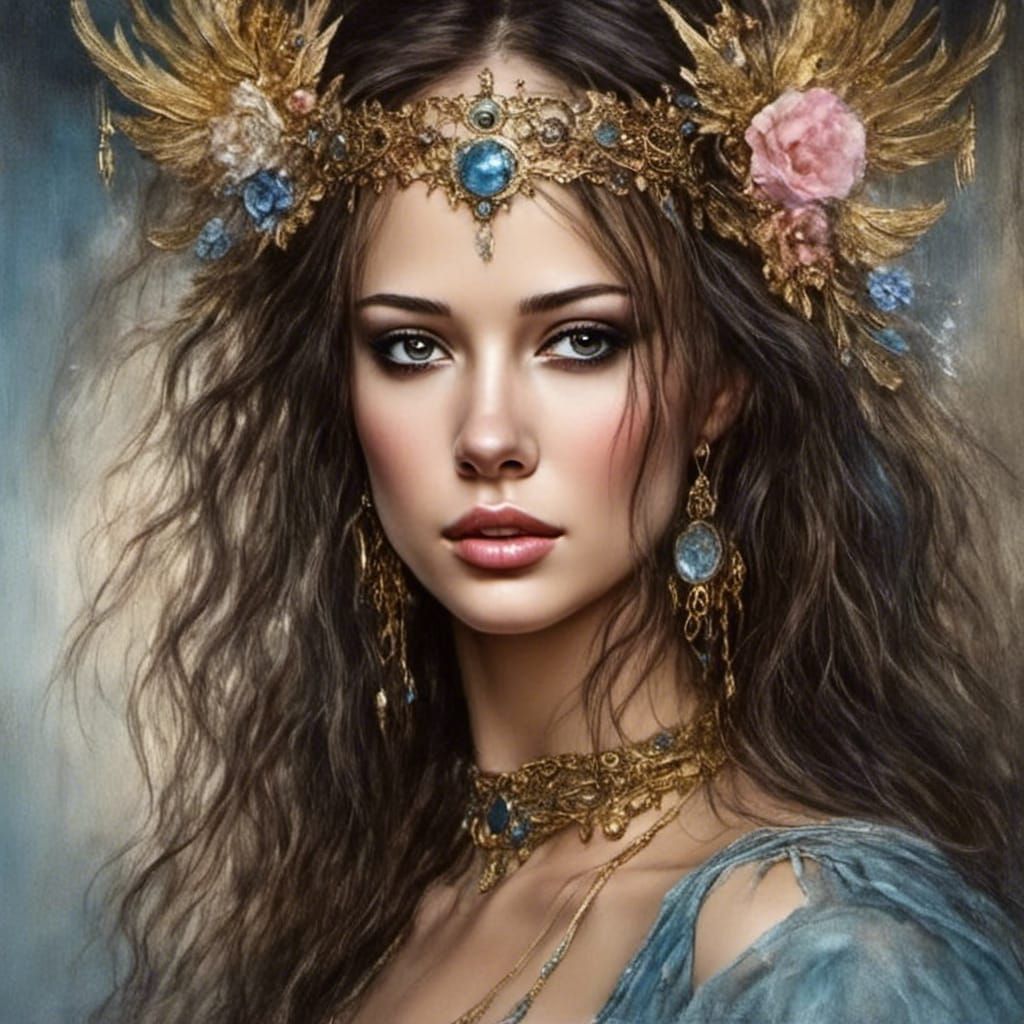 Dreamlike Woman's Portrait in Surrealist Oil Painting