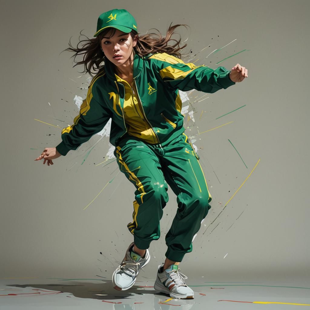 Anime Breakdancer Action Shot in Vibrant Colors