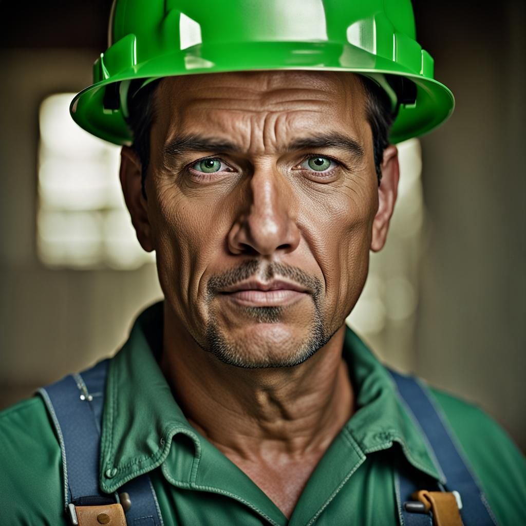 Construction Worker Portrait with Bokeh and Sharp Focus