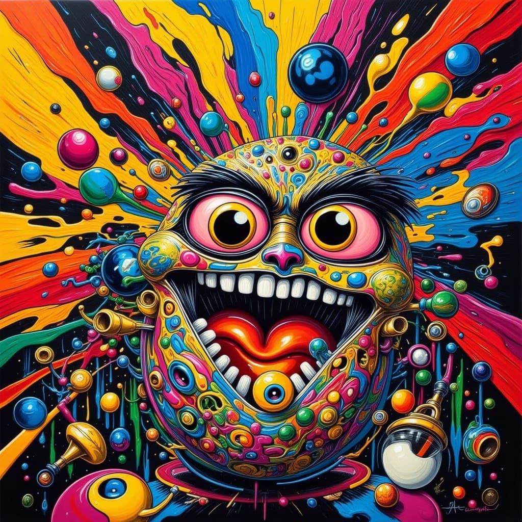 Dynamic Tension in Neon Hues: Cyberpunk Abstraction