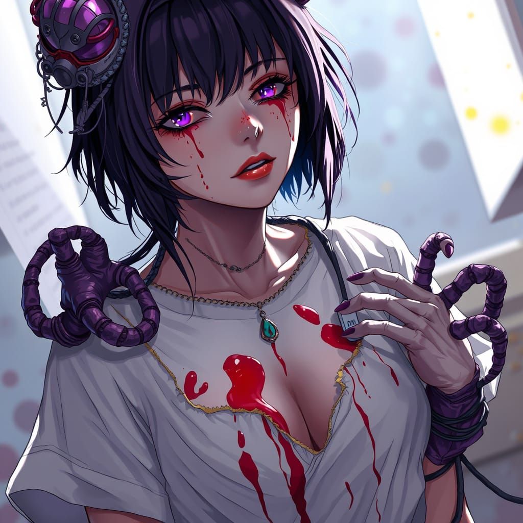 Anime Woman with Animal Limbs in Dark Fantasy Style