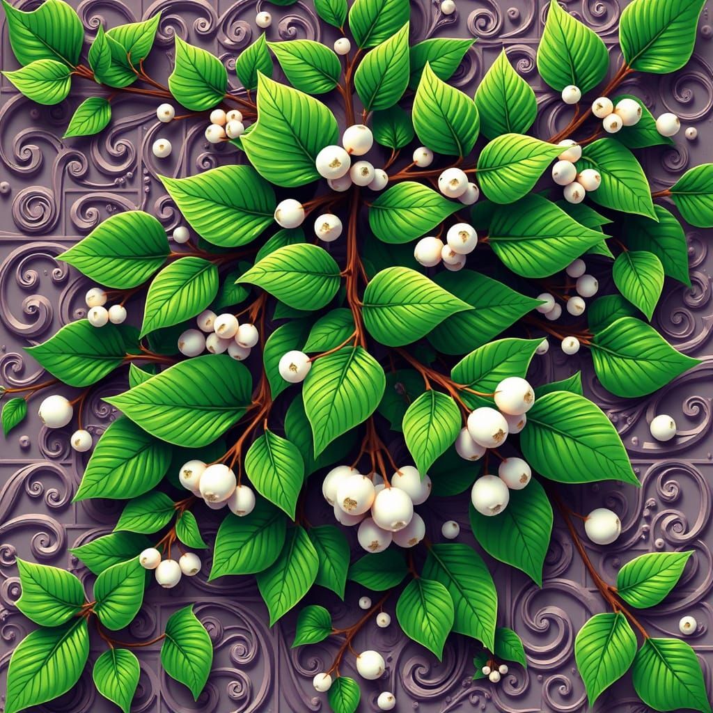Ethereal Mistletoe in Dreamy Abstract Fractal Style