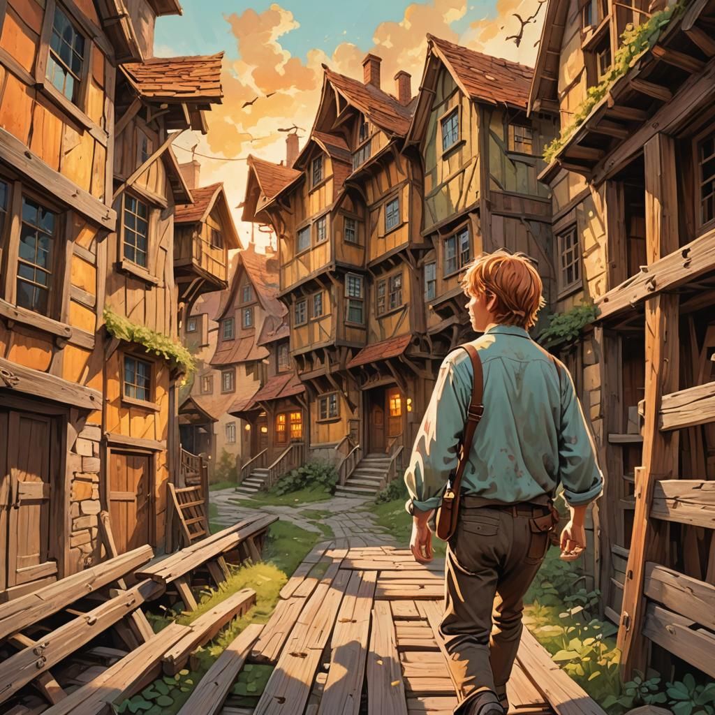 Ron Weasley's Whimsical House: A Nostalgic Oil Painting