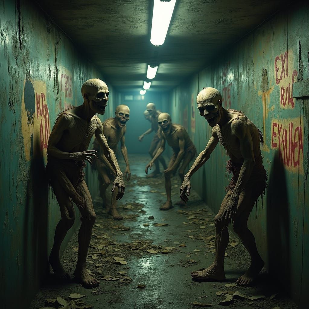 Distressed Vault 101 Bunker Overrun by Feral Ghouls in a Hau...