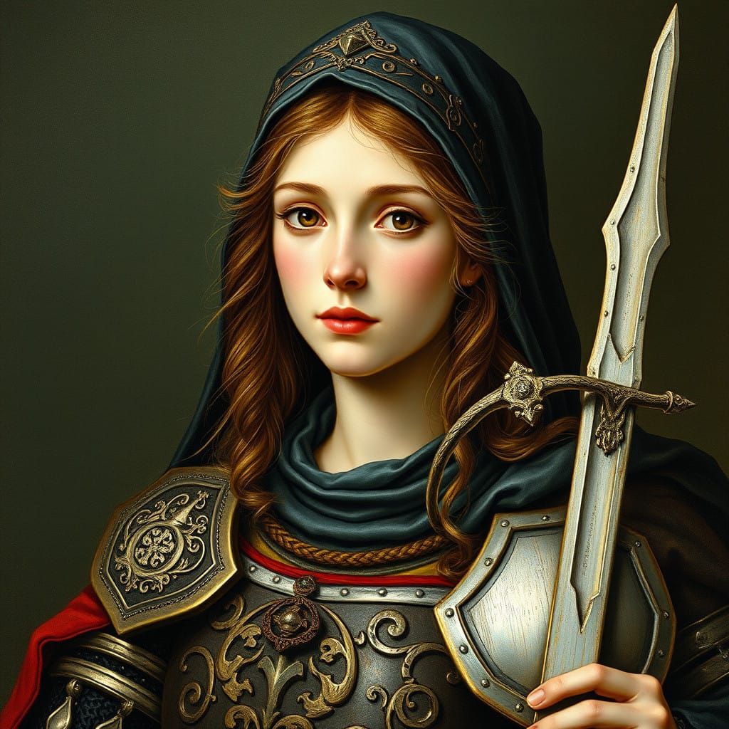 Lady Knight Portrait in Renaissance Style