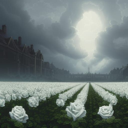Gothic Romantic Roses Under a Dark Sky