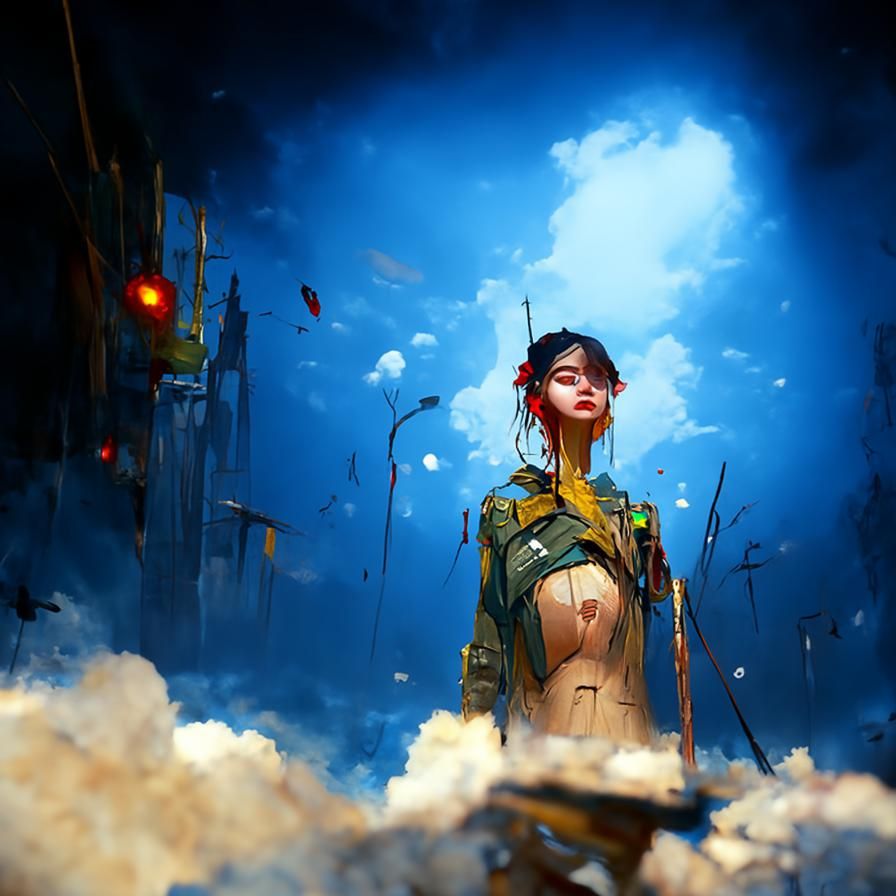 Cyberpunk Girl Portrait in Apocalyptic Cityscape