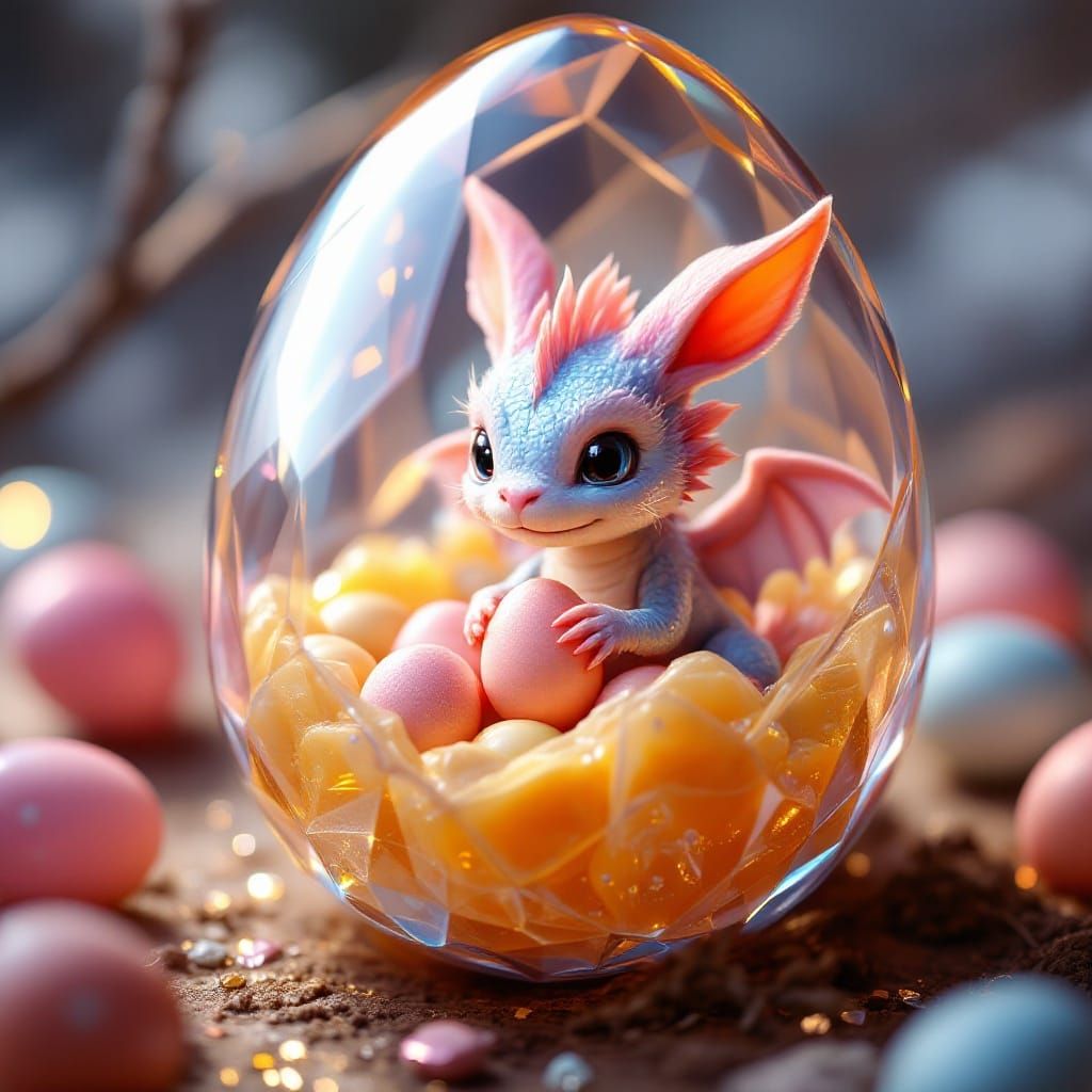 Crystal Egg Unveils Iridescent Easter Bunny Dragon