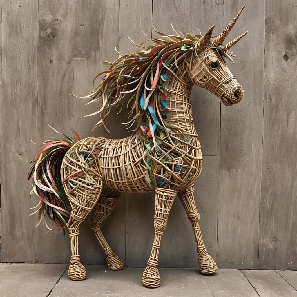 Wicker Unicorn Sculpture