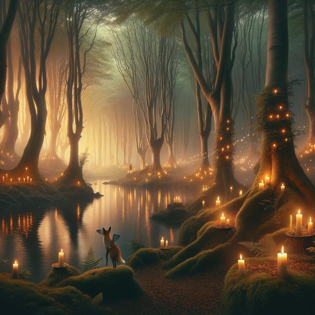 Enchanted Woodland Glade at Dusk