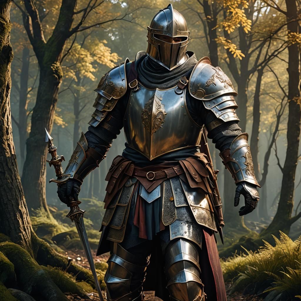 Outdoorsman Knight in Fabulous Armor: Hyperrealistic Portrai...