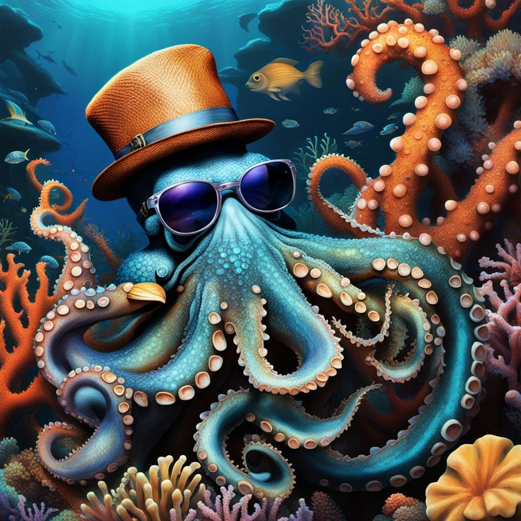 Octopus Jazz King in a Basquiat-inspired Reef