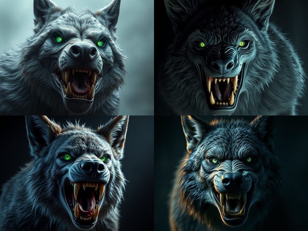 Mysterious Grey Werewolf Bares Fangs in Vicious Snarl
